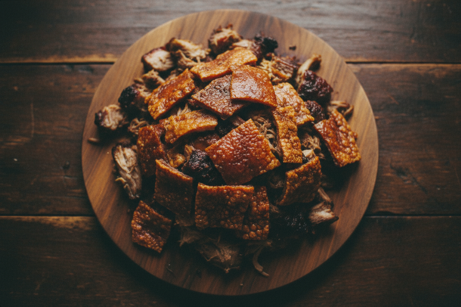 Chopped lechon fresh from the kitchen — the arrival that changes the temperature of the room